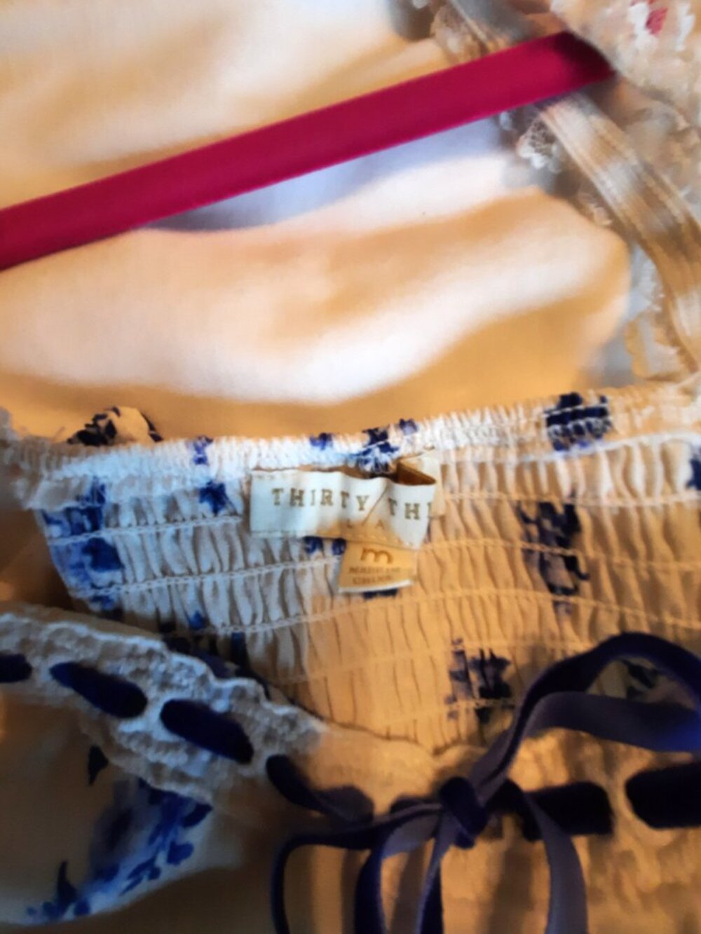 Blue Floral Lace Trim Cami – Cottagecore / Coquette Style.  Has flaw. - Picture 6 of 8